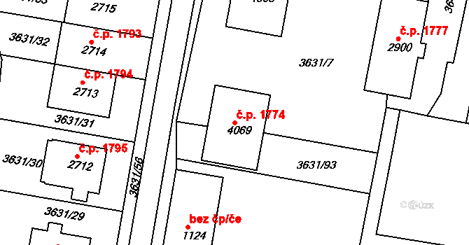 Uherský Brod 1774 na parcele st. 4069 v KÚ Uherský Brod, Katastrální mapa