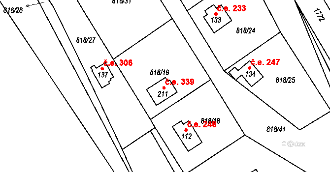 Rounek 339, Vyskytná nad Jihlavou na parcele st. 211 v KÚ Rounek, Katastrální mapa