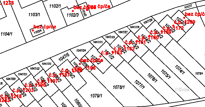 Třešť 1162 na parcele st. 1077/2 v KÚ Třešť, Katastrální mapa