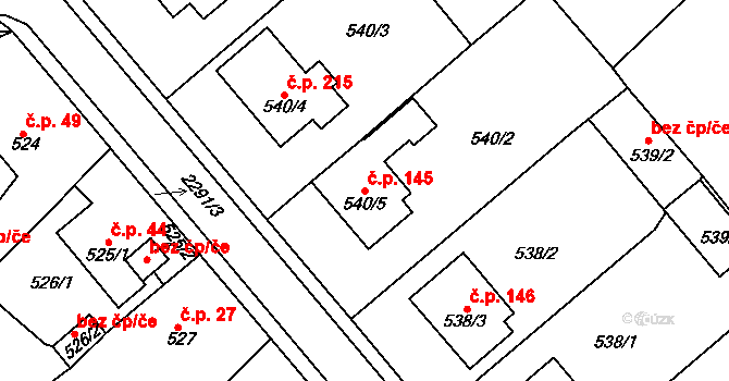 Malé Předměstí 145, Horšovský Týn na parcele st. 540/5 v KÚ Horšovský Týn, Katastrální mapa