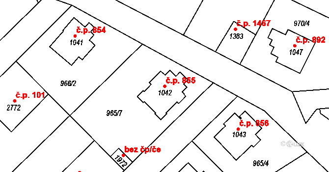Náchod 855 na parcele st. 1042 v KÚ Náchod, Katastrální mapa