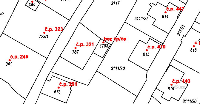 Cvikov 78943884 na parcele st. 1703 v KÚ Cvikov, Katastrální mapa