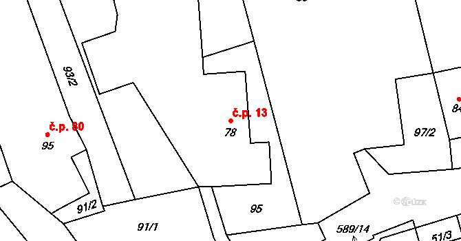 Janoslavice 13, Rohle na parcele st. 78/1 v KÚ Janoslavice, Katastrální mapa