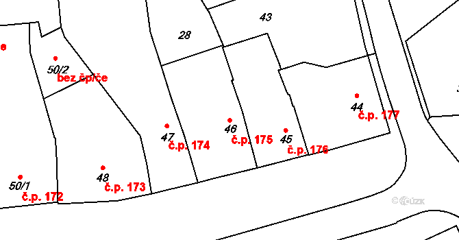 Vlachovo Březí 175 na parcele st. 46 v KÚ Vlachovo Březí, Katastrální mapa
