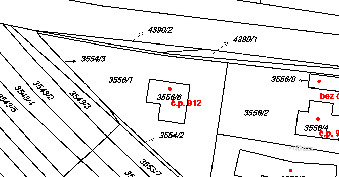 Veselí nad Lužnicí II 912, Veselí nad Lužnicí na parcele st. 3556/6 v KÚ Veselí nad Lužnicí, Katastrální mapa