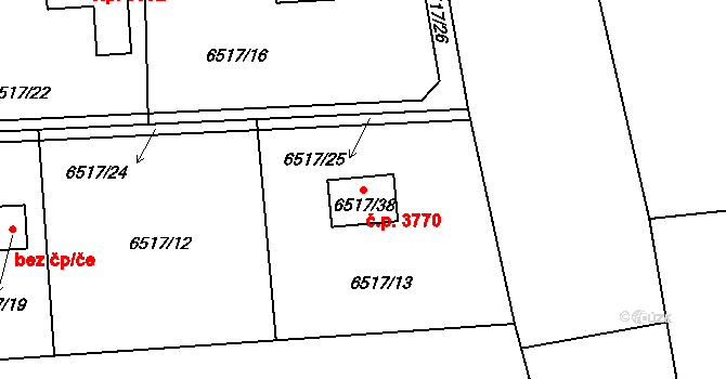 Frýdek 3770, Frýdek-Místek na parcele st. 6517/38 v KÚ Frýdek, Katastrální mapa