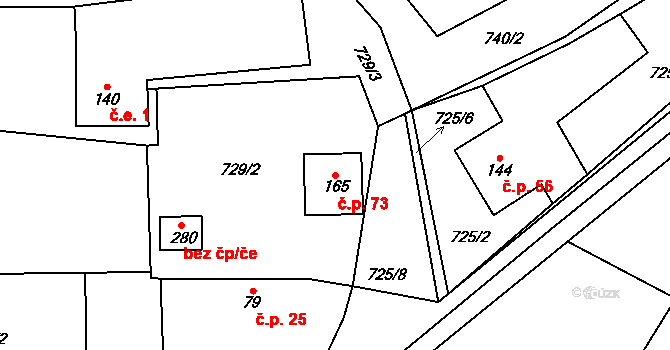 Dolní Březinka 73, Světlá nad Sázavou na parcele st. 165 v KÚ Dolní Březinka, Katastrální mapa