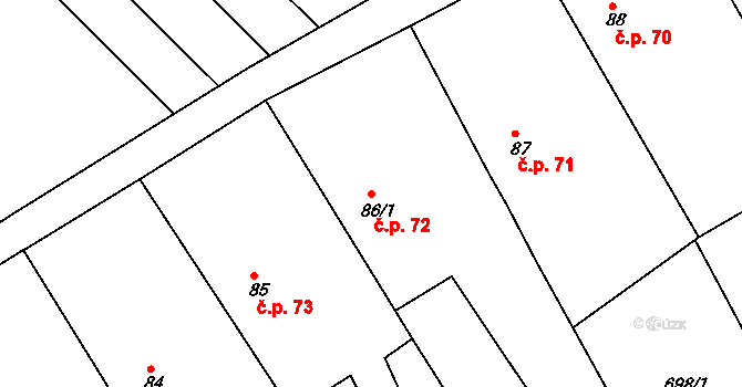 Lokot 72, Rychnov nad Kněžnou na parcele st. 86/1 v KÚ Lipovka u Rychnova nad Kněžnou, Katastrální mapa