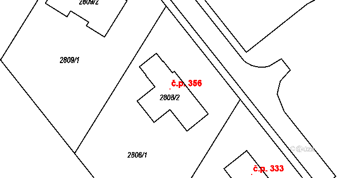 Třanovice 356 na parcele st. 2808/2 v KÚ Třanovice, Katastrální mapa