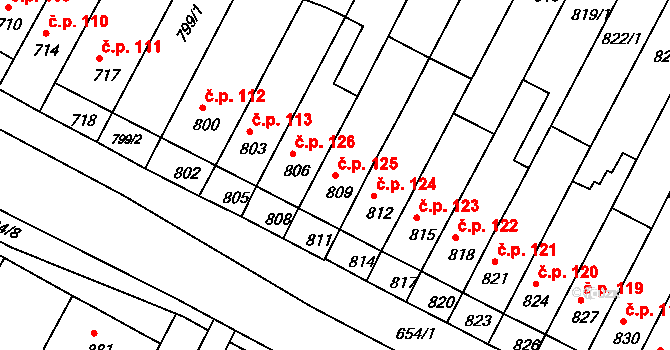 Rychlov 125, Bystřice pod Hostýnem na parcele st. 809 v KÚ Rychlov u Bystřice pod Hostýnem, Katastrální mapa