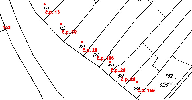 Žopy 156, Holešov na parcele st. 3/2 v KÚ Žopy, Katastrální mapa