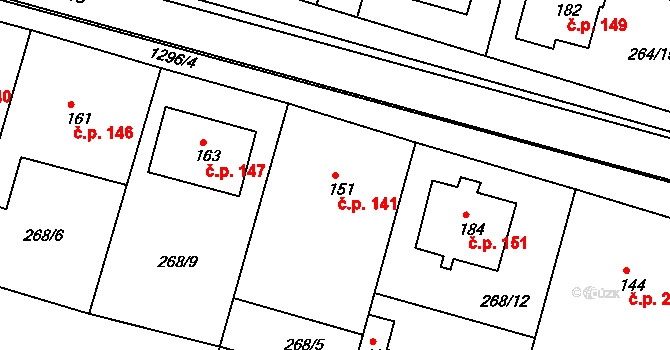 Plenkovice 141 na parcele st. 151 v KÚ Plenkovice, Katastrální mapa