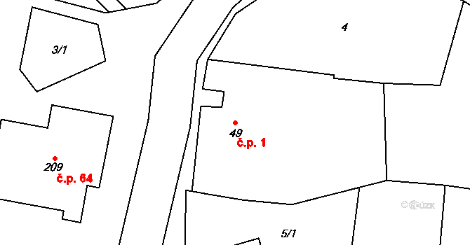 Mašovice 1 na parcele st. 49 v KÚ Mašovice u Znojma, Katastrální mapa