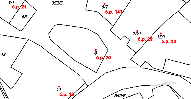 Mramotice 20, Znojmo na parcele st. 9 v KÚ Mramotice, Katastrální mapa