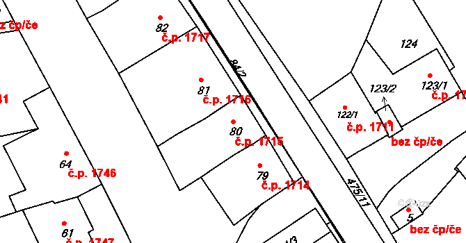 Polánka 1715, Moravský Krumlov na parcele st. 80 v KÚ Polánka u Moravského Krumlova, Katastrální mapa
