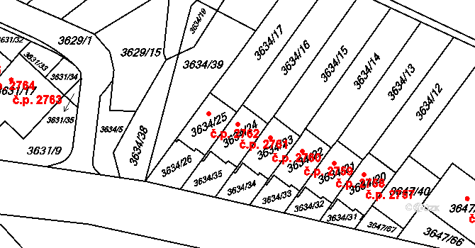 Znojmo 2761 na parcele st. 3634/24 v KÚ Znojmo-město, Katastrální mapa