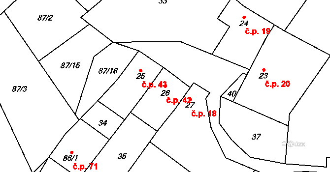 Lazníky 42 na parcele st. 26 v KÚ Lazníky, Katastrální mapa