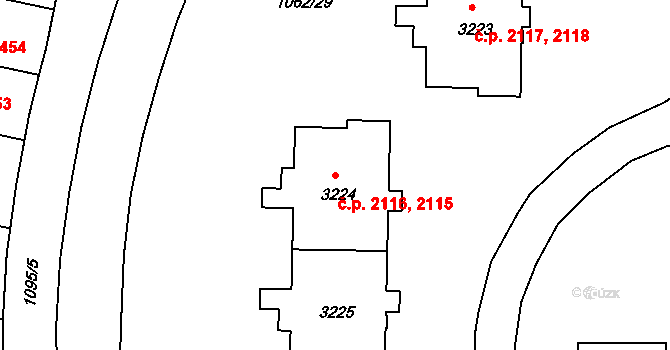 Nymburk 2115,2116 na parcele st. 3224 v KÚ Nymburk, Katastrální mapa