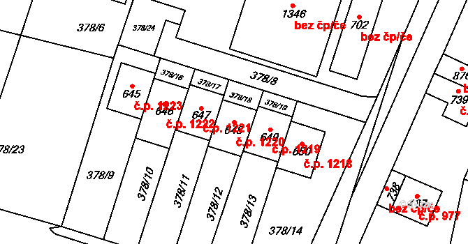 Hostivice 1220 na parcele st. 648 v KÚ Litovice, Katastrální mapa