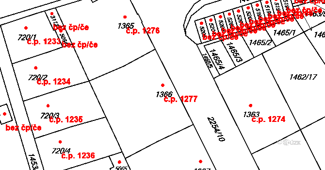 Šumperk 1277 na parcele st. 1366 v KÚ Šumperk, Katastrální mapa