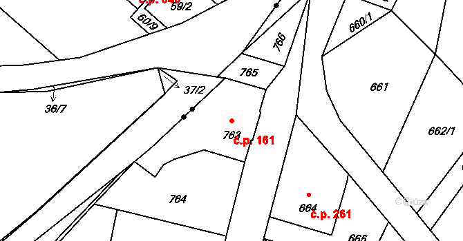 Donín 161, Hrádek nad Nisou na parcele st. 763 v KÚ Donín u Hrádku nad Nisou, Katastrální mapa