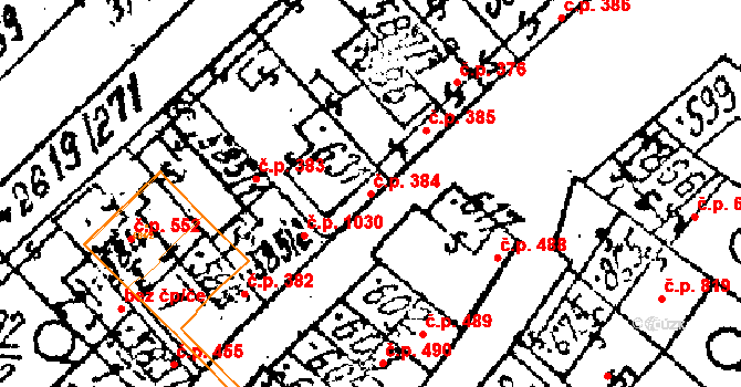 Lanžhot 384 na parcele st. 631 v KÚ Lanžhot, Katastrální mapa