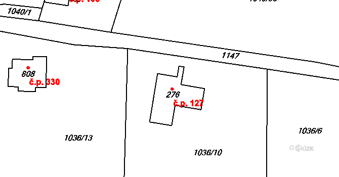 Želivec 127, Sulice na parcele st. 276 v KÚ Sulice, Katastrální mapa