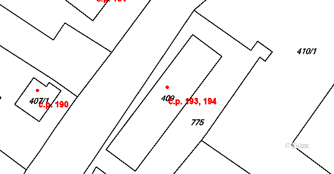Poříčí 193,194, Boršov nad Vltavou na parcele st. 409 v KÚ Boršov nad Vltavou, Katastrální mapa