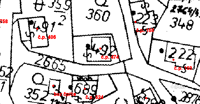 Kamenický Šenov 474 na parcele st. 492 v KÚ Kamenický Šenov, Katastrální mapa