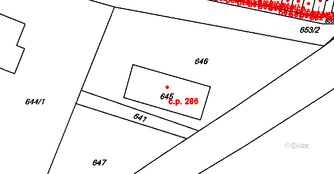 Jilemnice 286 na parcele st. 645 v KÚ Jilemnice, Katastrální mapa