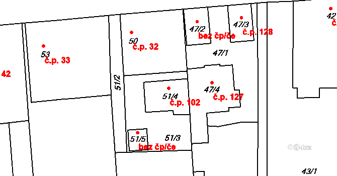 Bavorovice 102, Hluboká nad Vltavou na parcele st. 51/4 v KÚ Bavorovice, Katastrální mapa