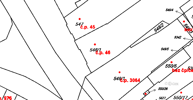 Břeclav 46 na parcele st. 548/1 v KÚ Břeclav, Katastrální mapa