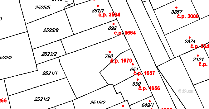 Břeclav 1670 na parcele st. 790 v KÚ Břeclav, Katastrální mapa
