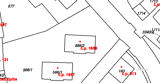 Pelhřimov 1658 na parcele st. 566/2 v KÚ Pelhřimov, Katastrální mapa