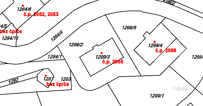 Dejvice 2055, Praha na parcele st. 1299/3 v KÚ Dejvice, Katastrální mapa