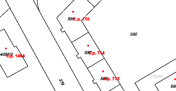 Město 714, Havířov na parcele st. 587 v KÚ Havířov-město, Katastrální mapa