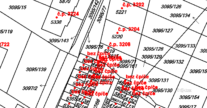 Břeclav 3208 na parcele st. 5219 v KÚ Břeclav, Katastrální mapa