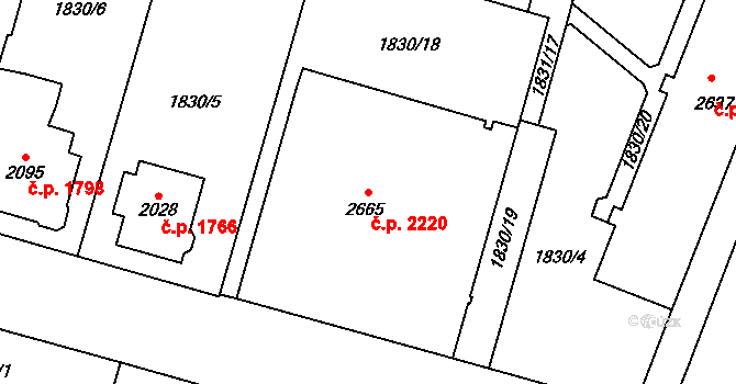 Dvůr Králové nad Labem 2220 na parcele st. 2665 v KÚ Dvůr Králové nad Labem, Katastrální mapa