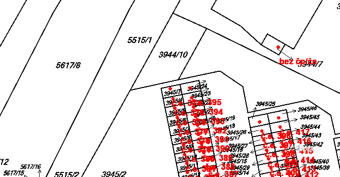 Znojmo 374 na parcele st. 3945/3 v KÚ Znojmo-město, Katastrální mapa