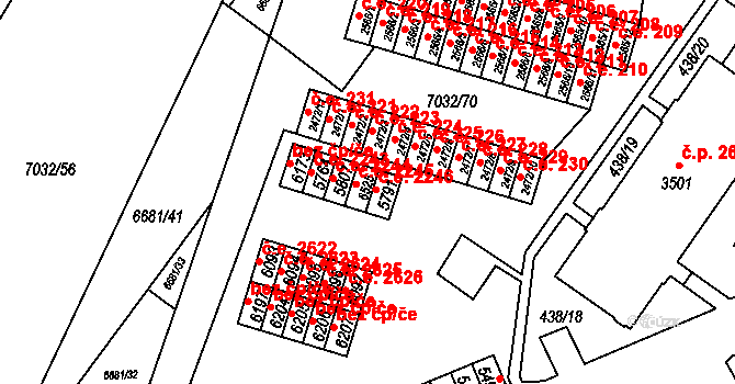 Žatec 2246 na parcele st. 5791 v KÚ Žatec, Katastrální mapa