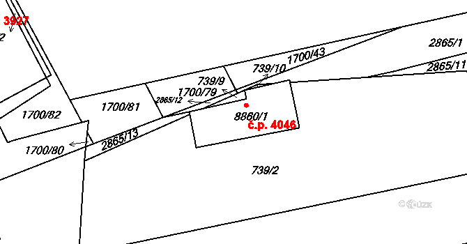 Hodonín 4046 na parcele st. 8860/1 v KÚ Hodonín, Katastrální mapa