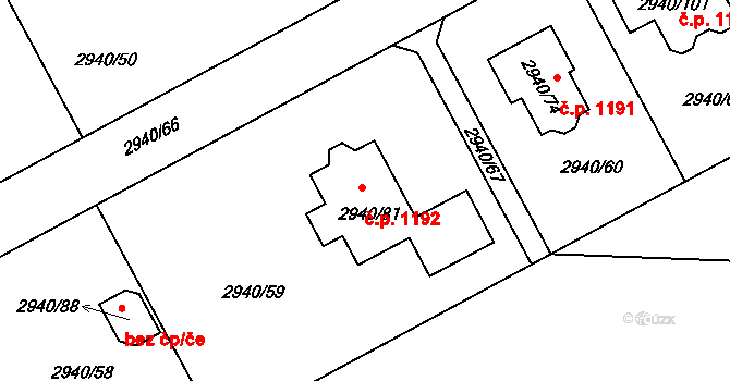 Sedlčany 1192 na parcele st. 2940/81 v KÚ Sedlčany, Katastrální mapa