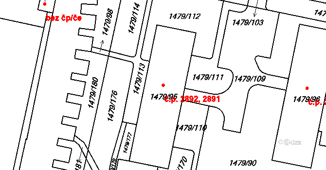 Louny 2891,2892 na parcele st. 1479/95 v KÚ Louny, Katastrální mapa