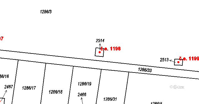 Milevsko 1198 na parcele st. 2514 v KÚ Milevsko, Katastrální mapa