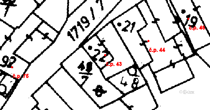 Mnichov 43 na parcele st. 22 v KÚ Mnichov u Mariánských Lázní, Katastrální mapa
