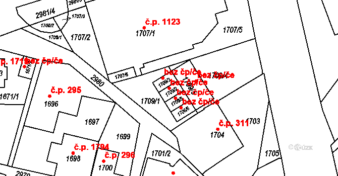 Rychnov nad Kněžnou 38491885 na parcele st. 1709/2 v KÚ Rychnov nad Kněžnou, Katastrální mapa