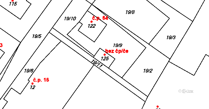 Smidary 40289885 na parcele st. 125 v KÚ Červeněves, Katastrální mapa