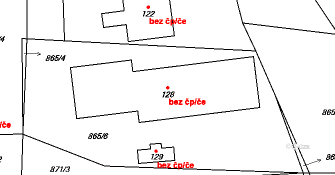 Liběšice 41134885 na parcele st. 128 v KÚ Soběnice, Katastrální mapa