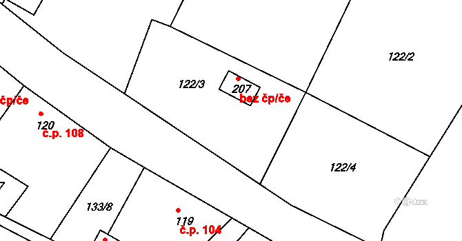 Měcholupy 41215885 na parcele st. 207 v KÚ Velká Černoc, Katastrální mapa
