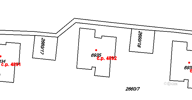 Zlín 4892 na parcele st. 6935 v KÚ Zlín, Katastrální mapa